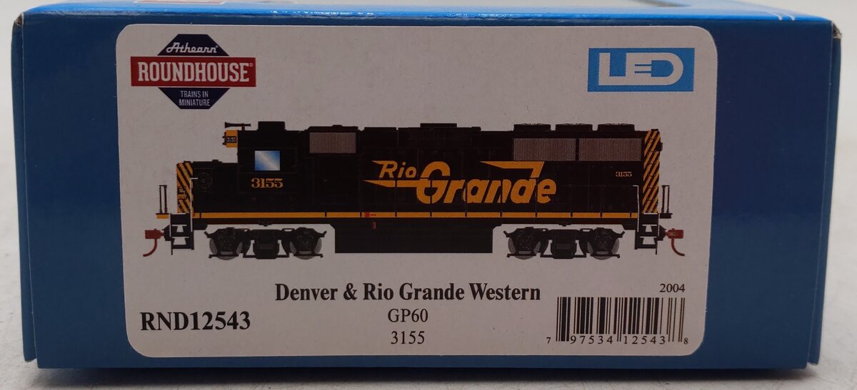 Roundhouse 12543 HO Scale Rio Grande Diesel Locomotive #3155 MT/Box