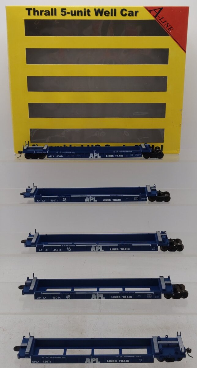 A-Line 47321-01 HO Scale APL Thrall Container Well Cars (Set of 5) EX/Box