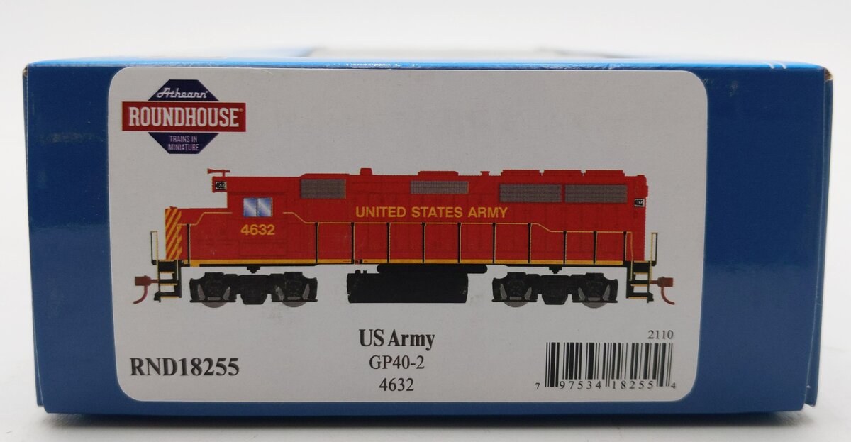Roundhouse 18255 HO US Army GP40-2 Diesel Locomotive Standard DC #4632 MT/Box