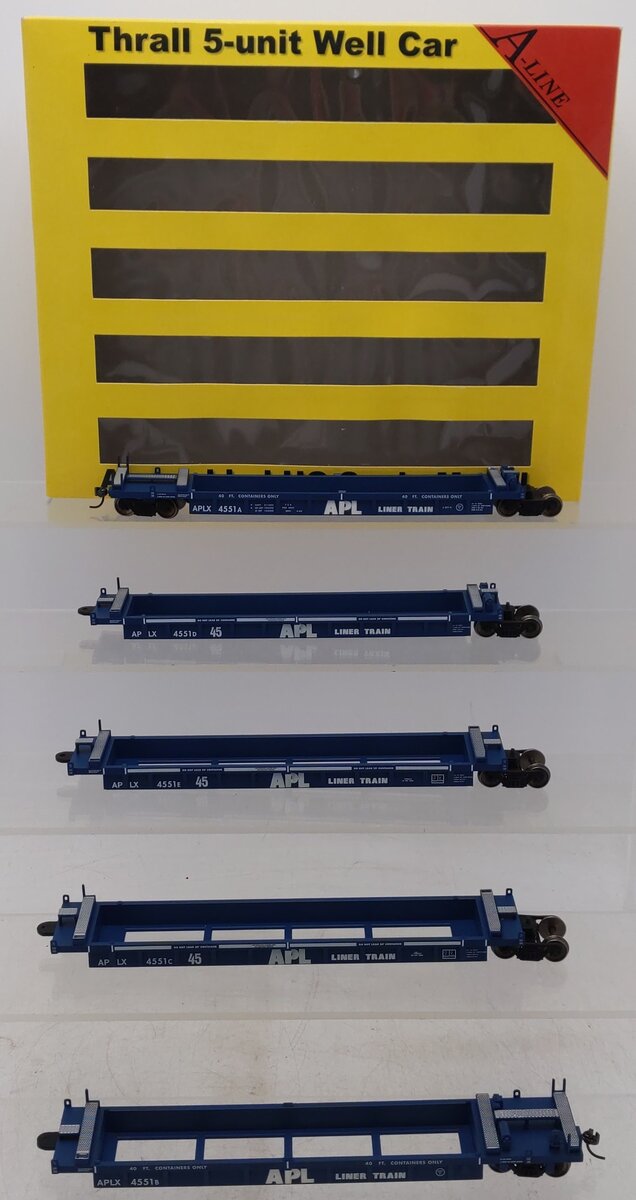 A-Line 47321-05 HO Scale APL Thrall Container Well Cars (Set of 5) LN/Box
