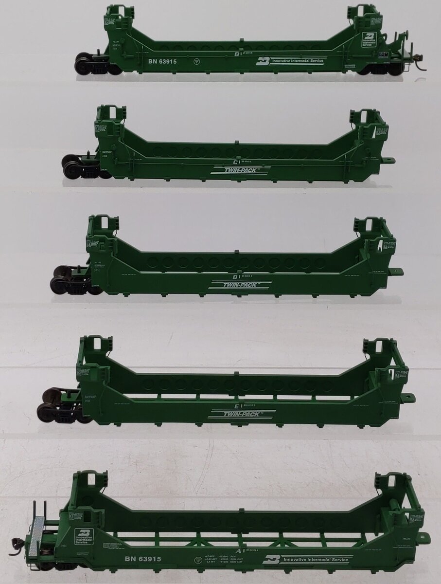 A-Line 47612-02 HO Burlington Northern Twin Stack Container Car (5) EX/Box