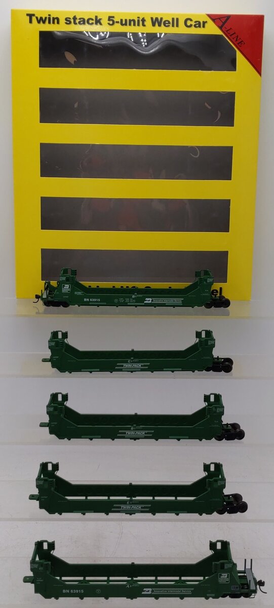 A-Line 47612-02 HO Burlington Northern Twin Stack Container Car (5) EX/Box