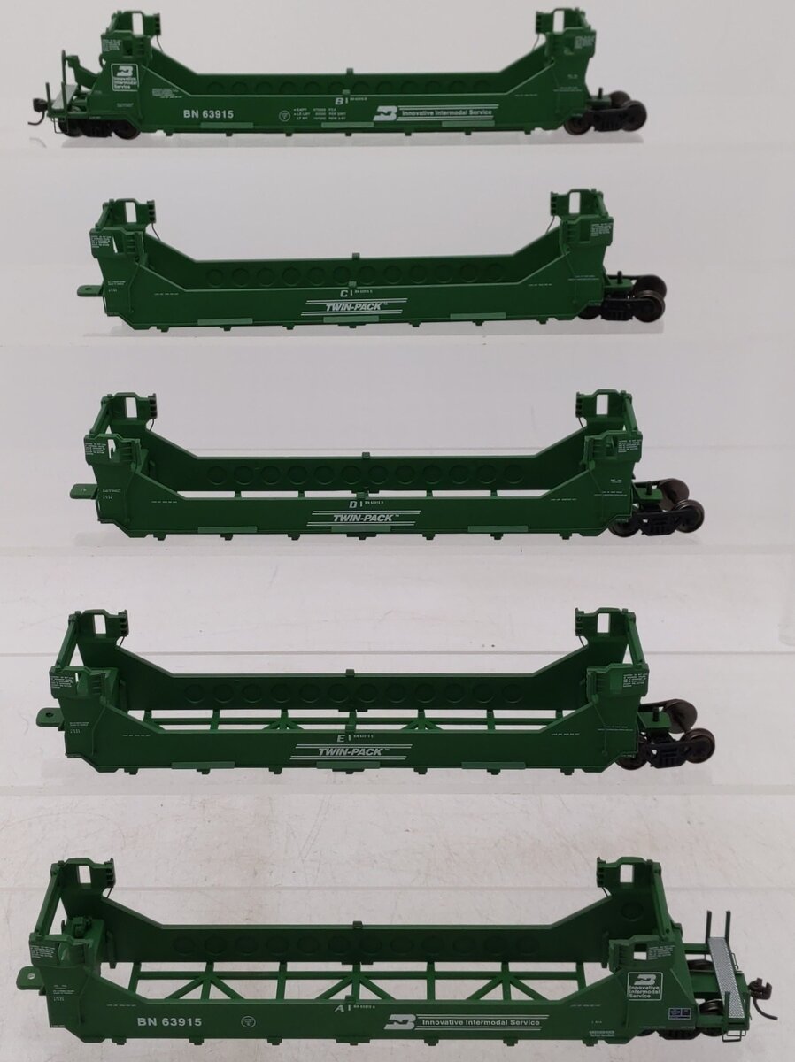 A-Line 47612-02 HO Burlington Northern Twin Stack Container Car (5) EX/Box