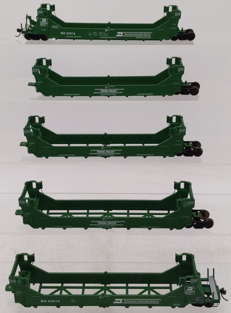 A-Line 47612-03 HO Burlington Northern Twin Stack Container Car (5) EX/Box