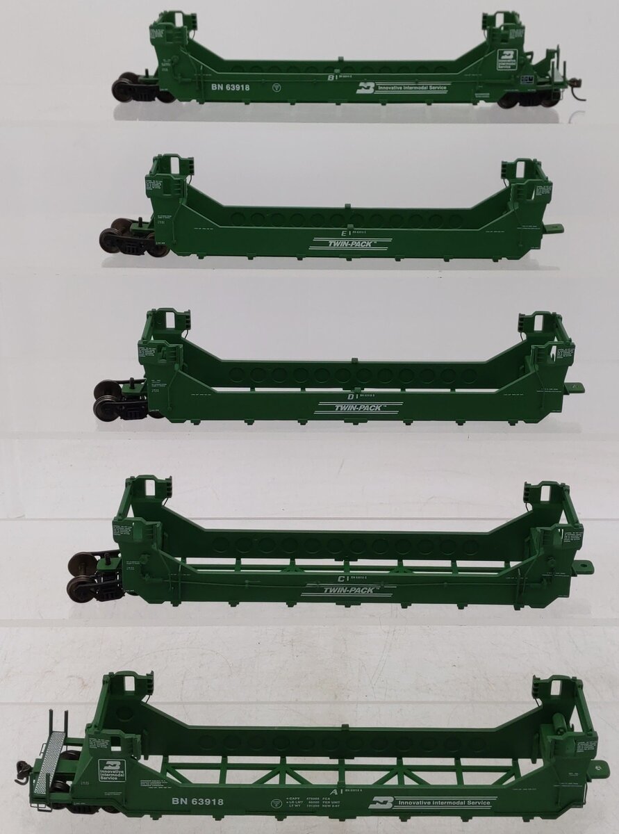 A-Line 47612-03 HO Burlington Northern Twin Stack Container Car (5) EX/Box