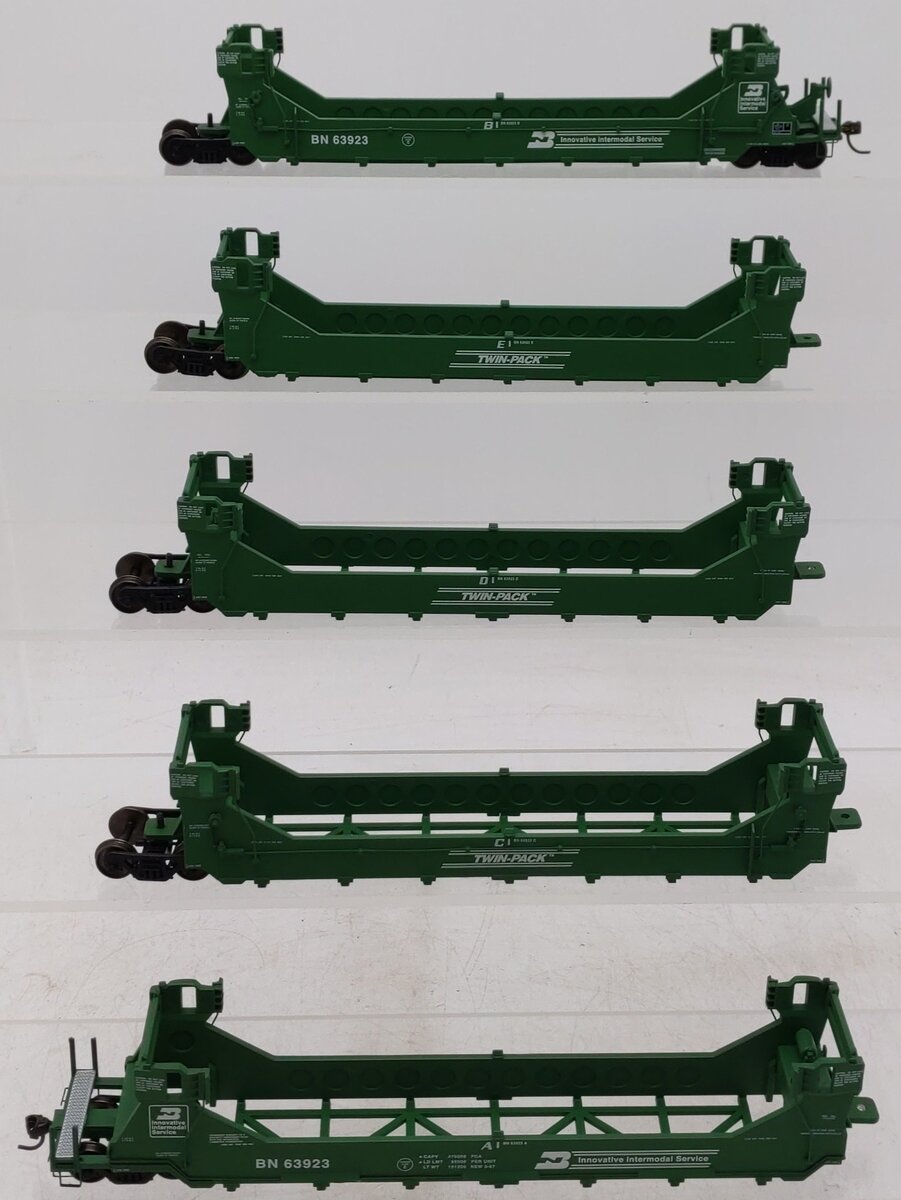 A-Line 47612-04 HO Burlington Northern Twin Stack Container Car (5) EX/Box