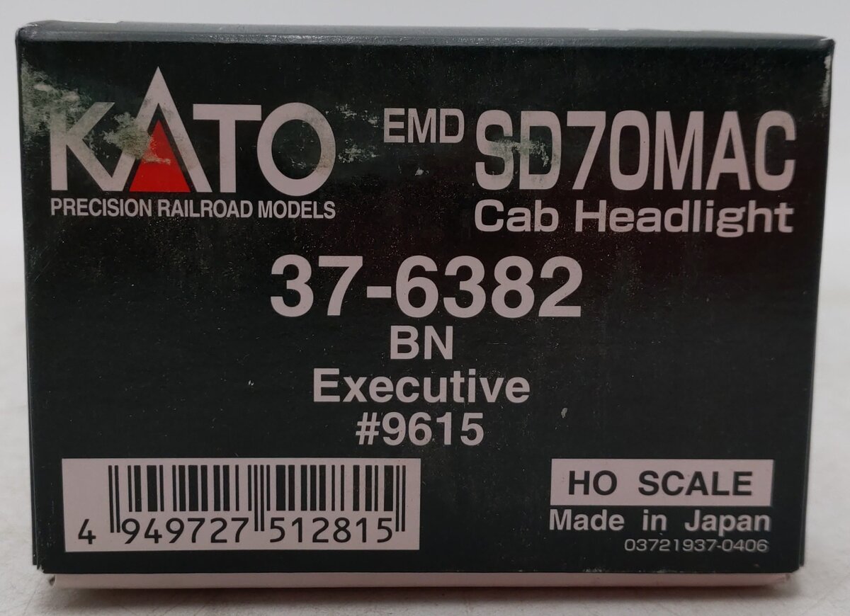Kato 37-6382 HO Scale Burlington Northern SD70MAC Diesel Engine #9615 EX/Box