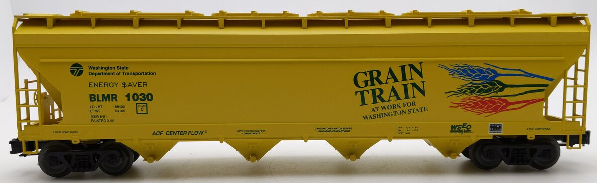 Weaver 1030 O Gauge Grain Train Centerflow Hopper Car (3 Rail) #1030 LN