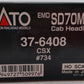 Kato 37-6408 HO Scale CSX SD70MAC Diesel W/Cab Headlight #734 EX/Box