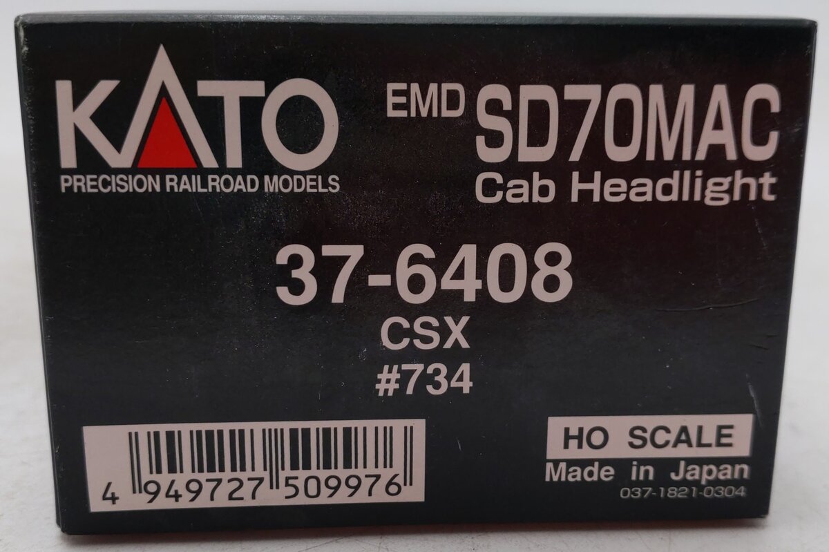 Kato 37-6408 HO Scale CSX SD70MAC Diesel W/Cab Headlight #734 EX/Box