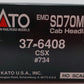 Kato 37-6408 HO Scale CSX SD70MAC Diesel W/Cab Headlight #734 EX/Box