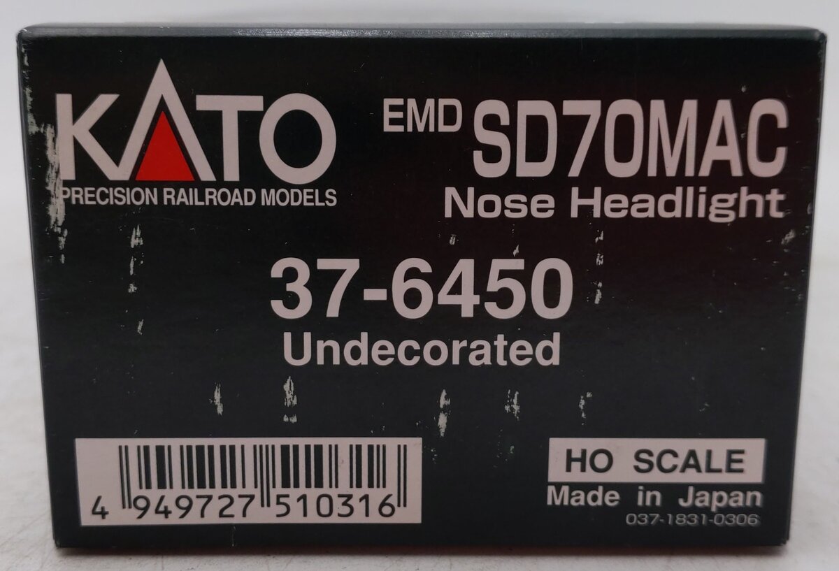 Kato 37-6450 HO Undecorated EMD SD70MAC Diesel Locomotive w/Nose Headlight EX/Box