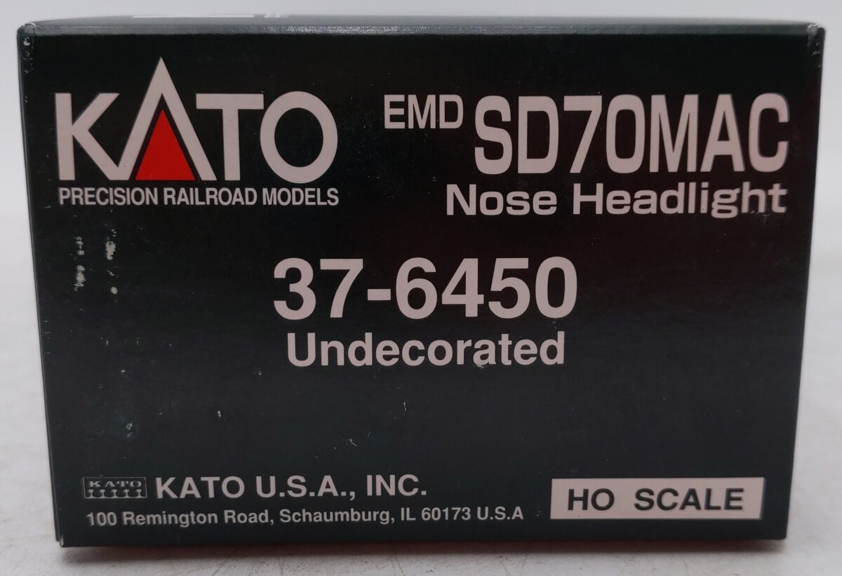 Kato 37-6450 HO Undecorated EMD SD70MAC Diesel Locomotive w/Nose Headlight EX/Box