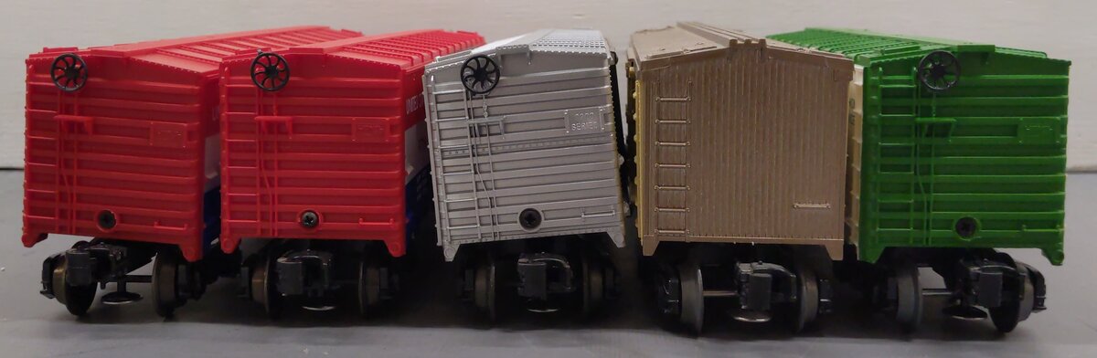 Lionel O Gauge Assorted Boxcars: #9708, #9416, #9301, #19508, #9701 [5] VG