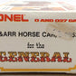 Lionel 6-9553 O Gauge Western & Atlantic Horse Car LN/Box