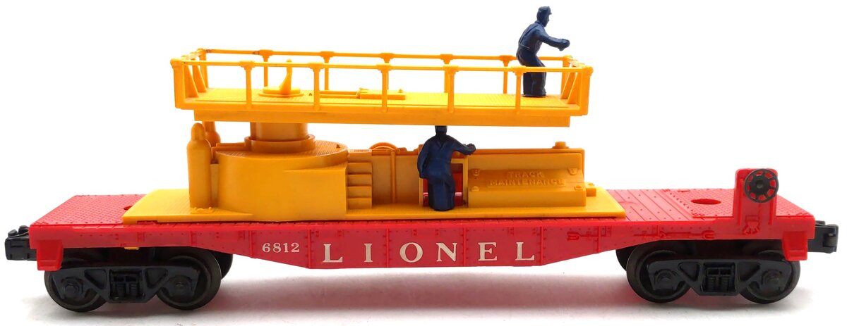 Lionel 6812 Vintage O Operating Track Maintenance Car w/Yellow Superstructure VG/Box