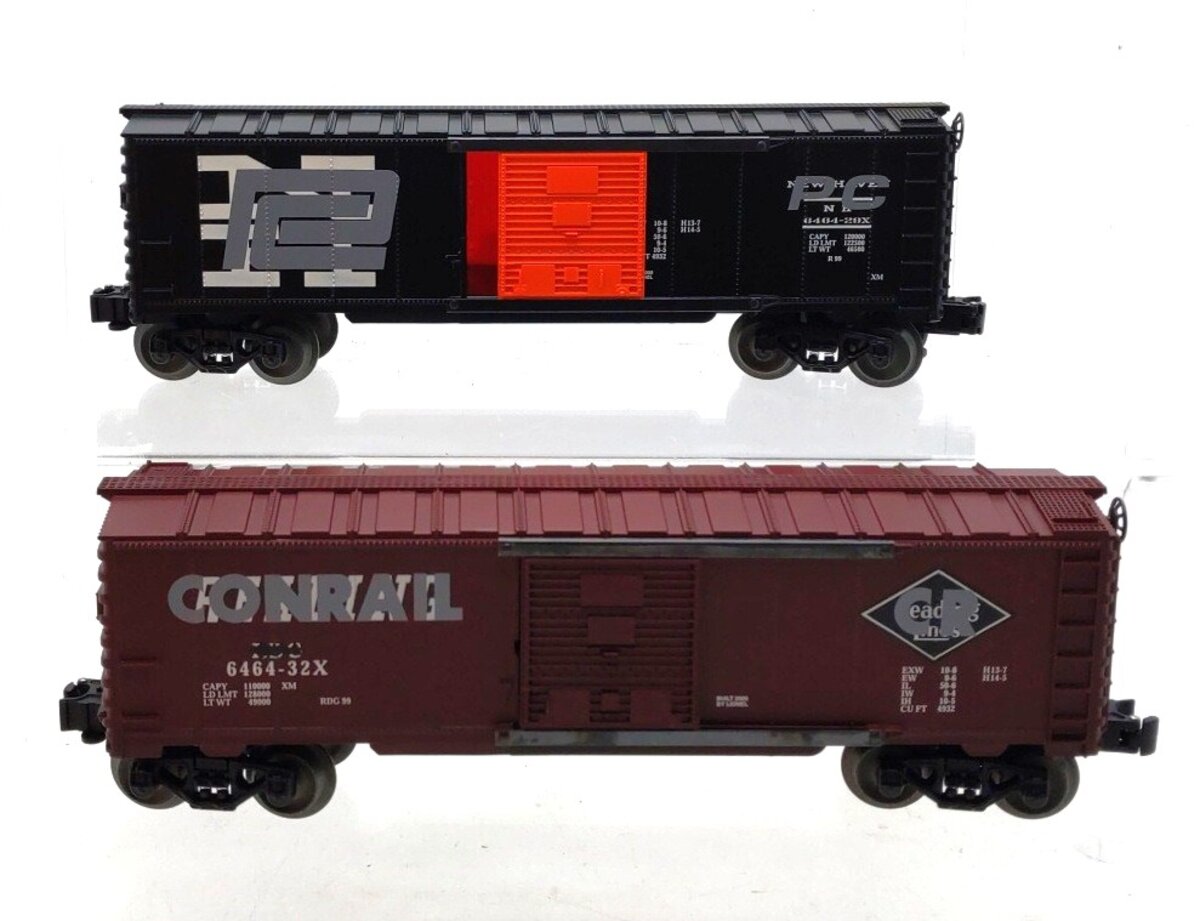 Lionel 6-29286 O Gauge Overstamped Conrail/Reading & PC/NH 2-Car Boxcar Set LN/Box