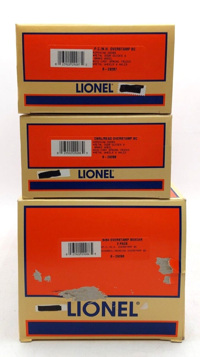Lionel 6-29286 O Gauge Overstamped Conrail/Reading & PC/NH 2-Car Boxcar Set LN/Box