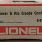 Lionel 6-9144 O Gauge Denver & Rio Grande Western Gondola #9144 EX/Box