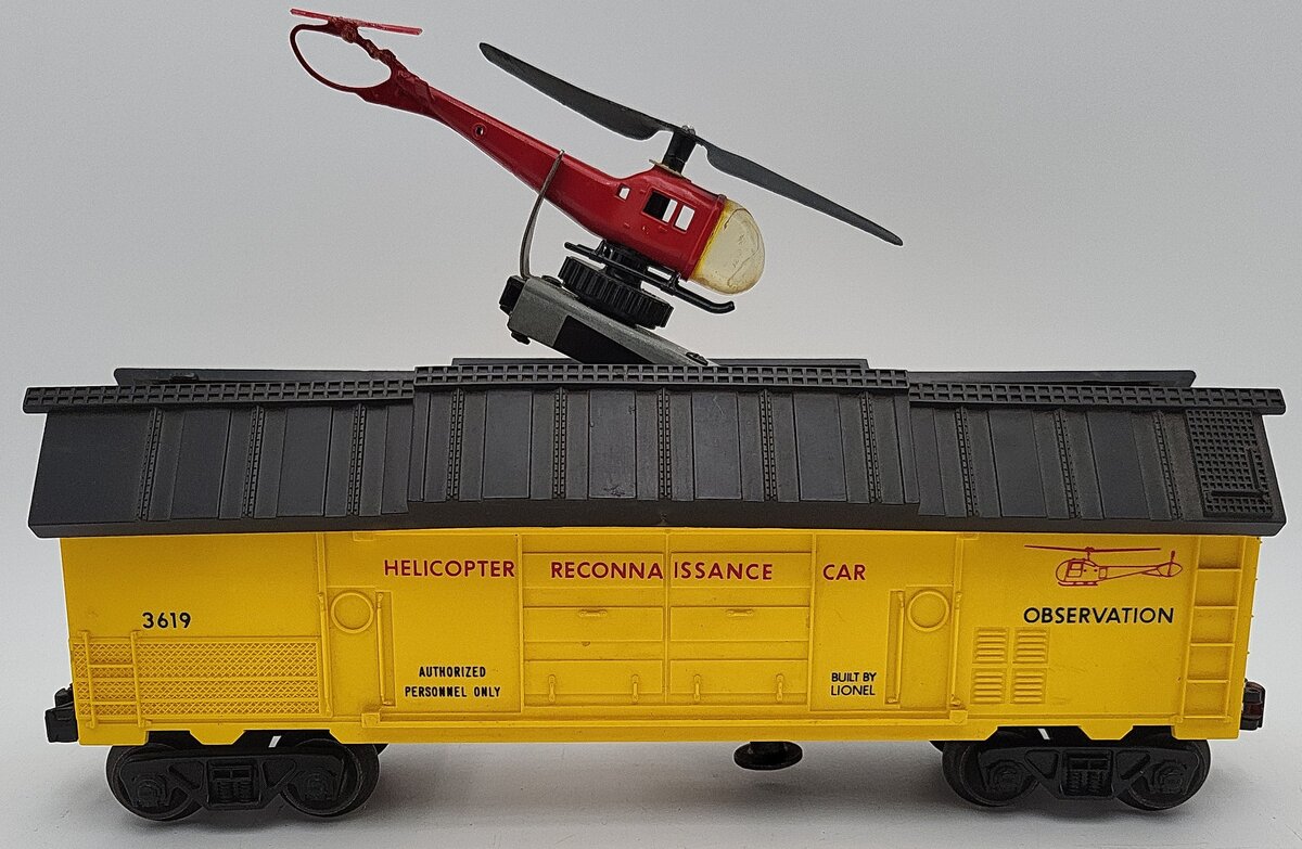 Lionel 3619 Vintage O Operating Helicopter Reconnaissance Car VG
