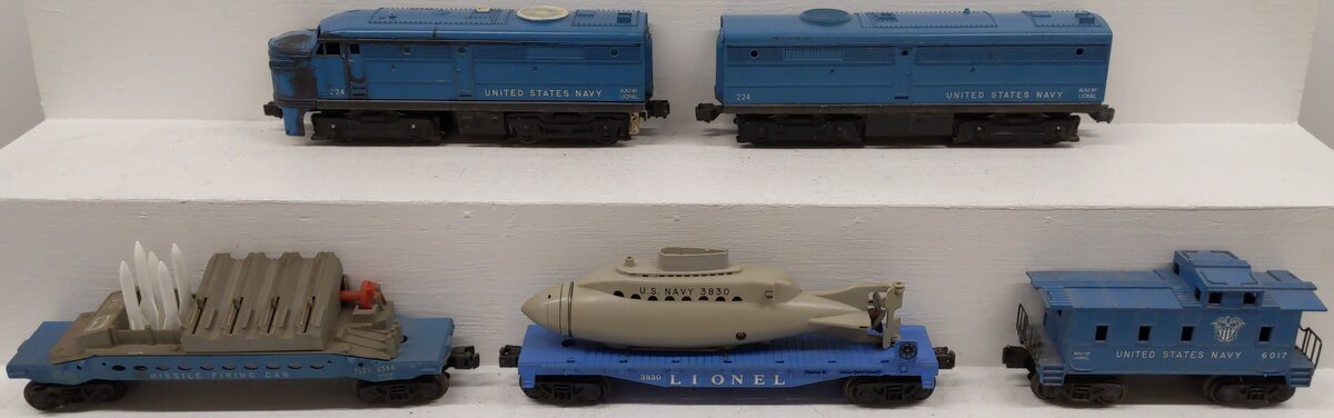 Lionel 1633 Vintage O Gauge Postwar U.S. Navy USNX 5 Unit Military Set