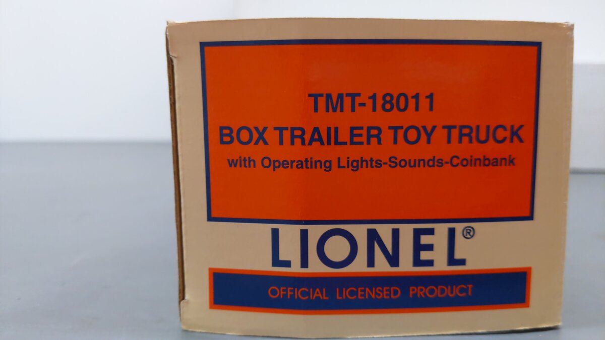 Lionel TMT-18011 Lionel Box Trailer Toy Truck W/Operating Lights/SoundsCoin Bank EX/Box