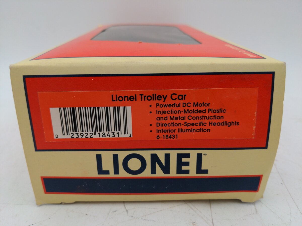 Lionel 6-18431 O Gauge Lionel Transit Trolley Car VG/Box