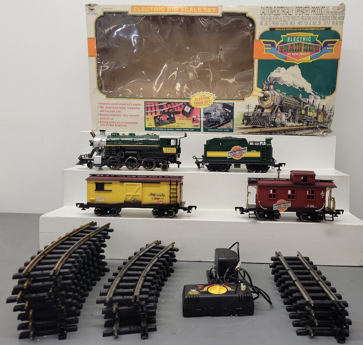 New Bright 375 G Gauge Electric Rail King Steam Train Set VG/Box