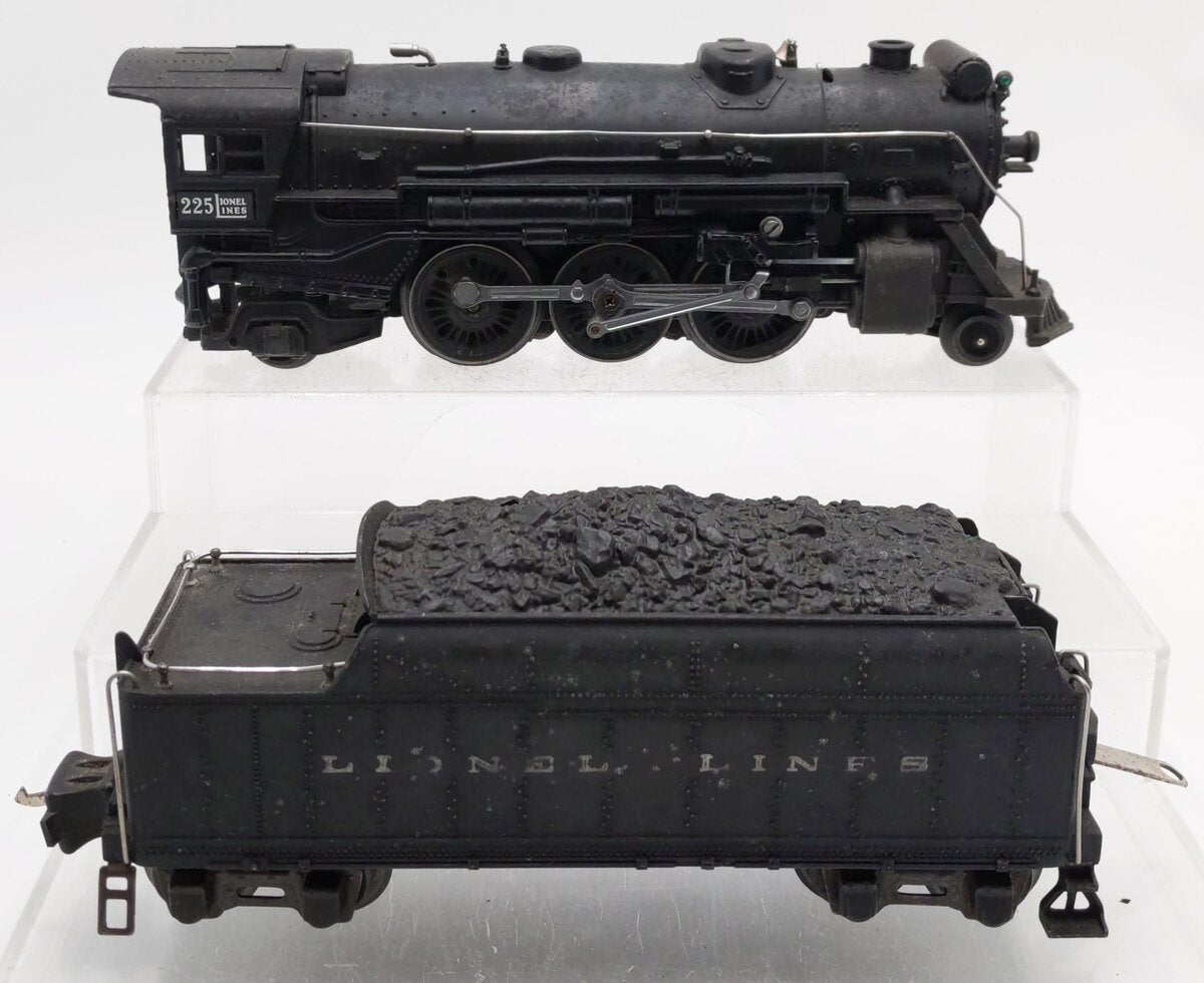 Lionel 225 Vintage O 2-6-2 Lionel Lines Steam Locomotive w/2235W Tender VG