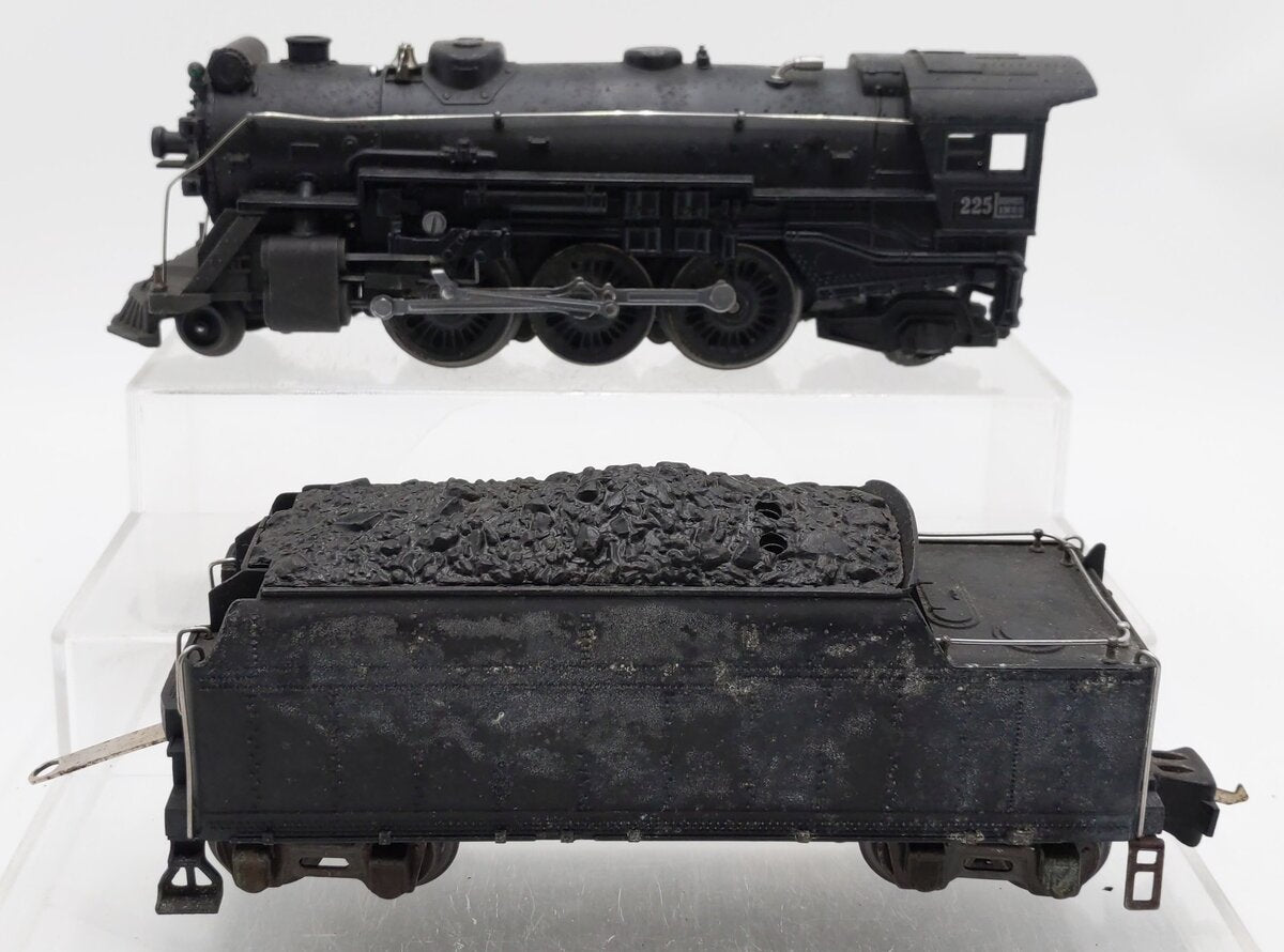 Lionel 225 Vintage O 2-6-2 Lionel Lines Steam Locomotive w/2235W Tender VG