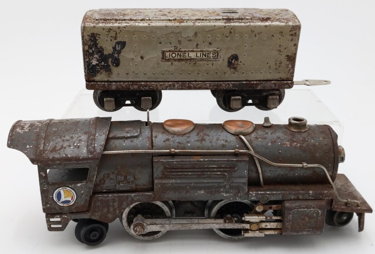 Lionel 259E Vintage O Gauge Gray 2-4-2 Streamlined Steam Locomotive & Tender