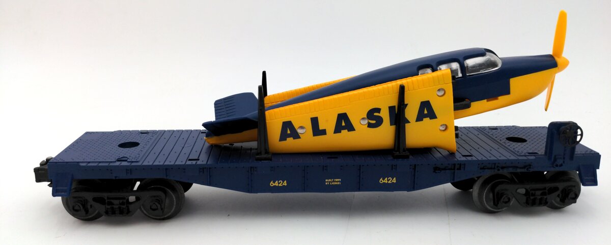 Lionel 6-36021 O Gauge Flatcar with Alaska Airplane #6424 VG/Box