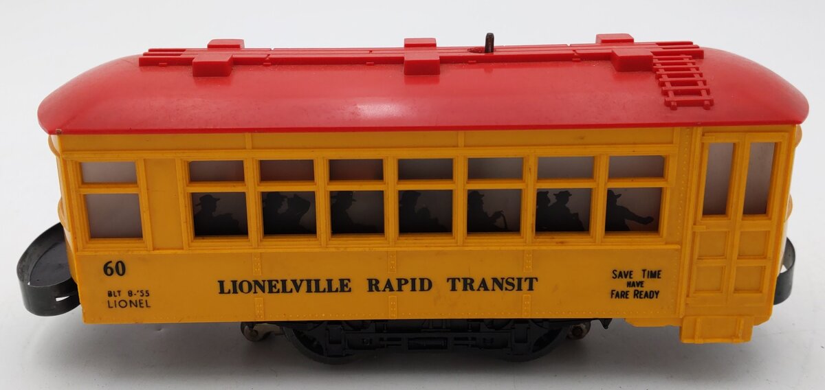 Lionel 60 Vintage O Gauge Postwar Lionelville Trolley with Black Lettering