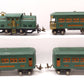 Lionel 252 O Tinplate Prewar Electric Locomotive & Passenger Cars: 607, 608 [4] VG