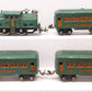 Lionel 252 O Tinplate Prewar Electric Locomotive & Passenger Cars: 607, 608 [4] VG