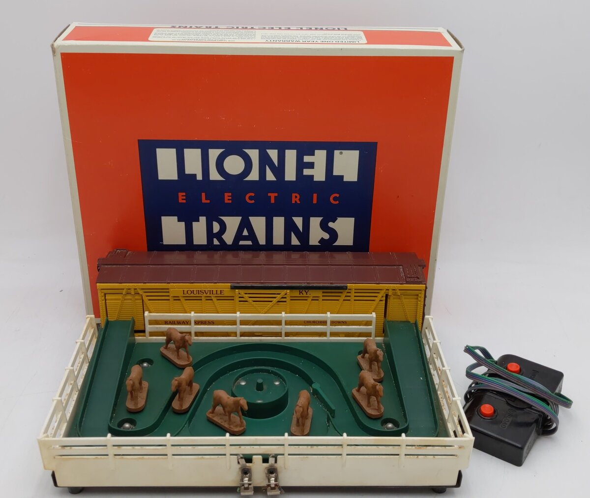 Lionel 6-9224 O Gauge REA Churchill Downs Operating Horse Car Set VG/Box