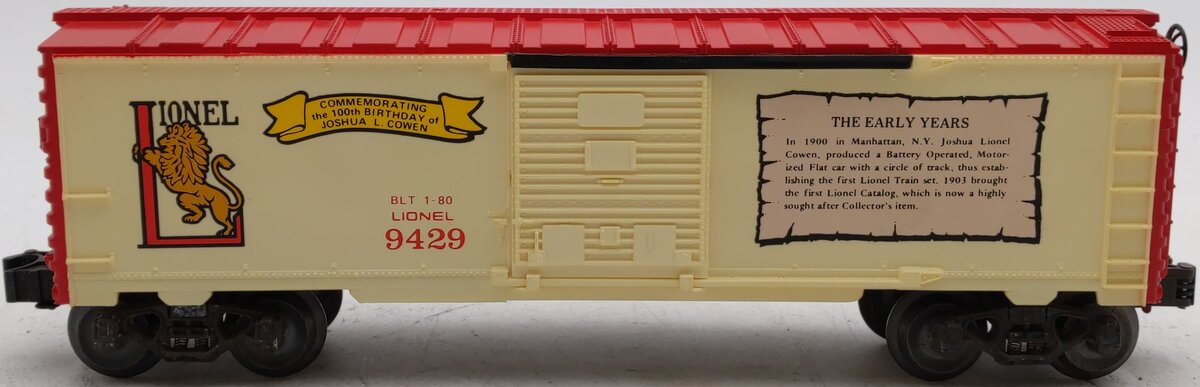 Lionel 6-9429 O Gauge Joshua Lionel Cowen Early Years Boxcar EX/Box