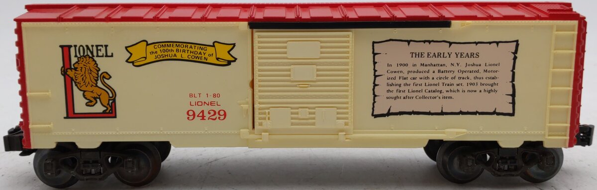 Lionel 6-9429 O Gauge Joshua Lionel Cowen Early Years Boxcar EX/Box