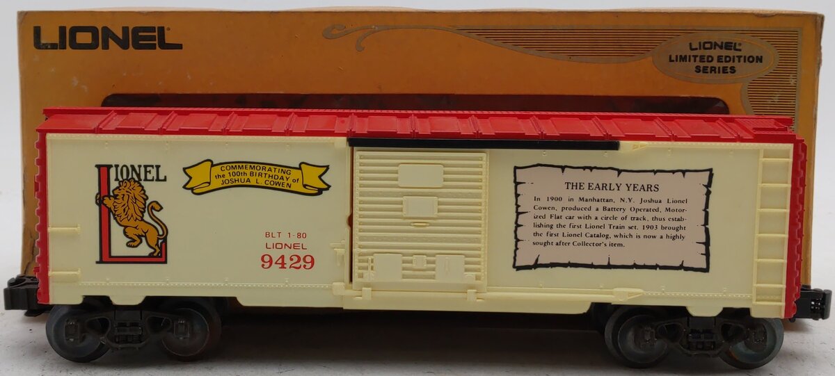Lionel 6-9429 O Gauge Joshua Lionel Cowen Early Years Boxcar EX/Box