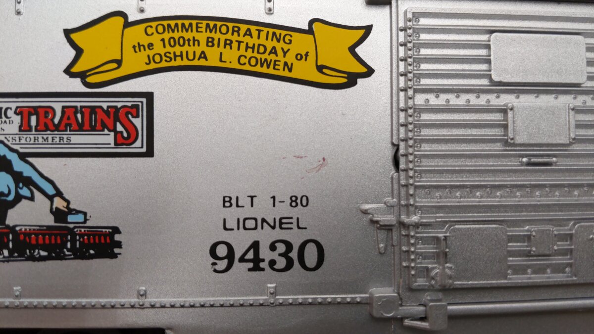 Lionel 6-9430 O Gauge Joshua Lionel Cowen The Standard Gauge Years Boxcar VG/Box