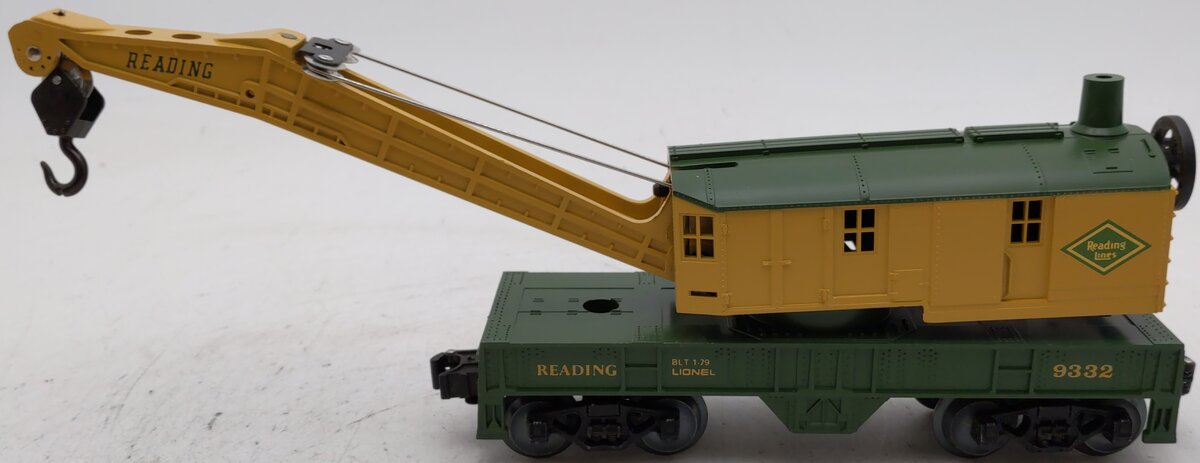 Lionel 6-9332 O Gauge Reading 8 Wheel Crane Car EX/Box