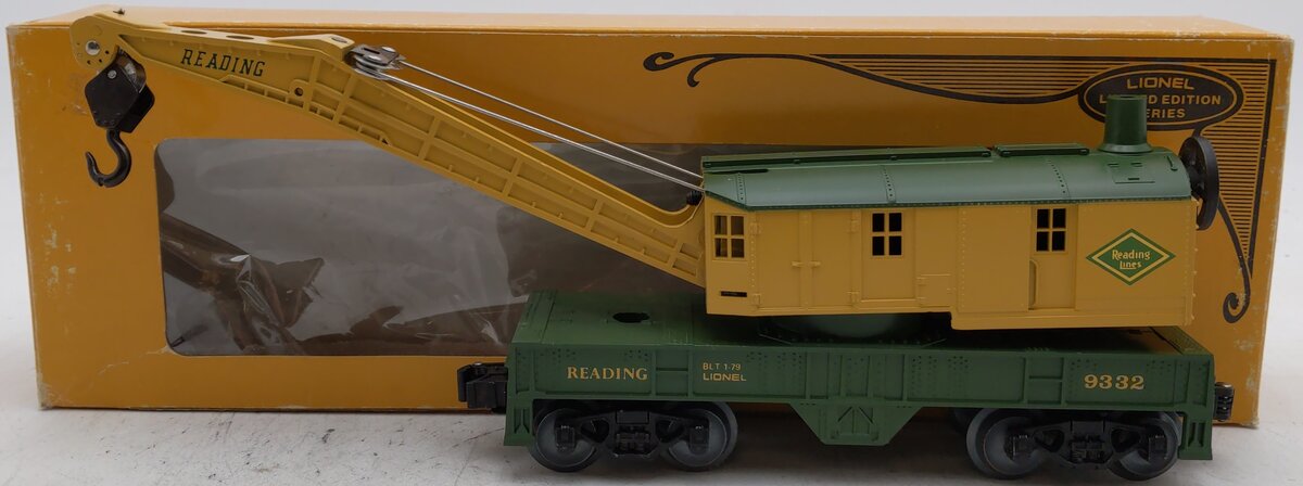 Lionel 6-9332 O Gauge Reading 8 Wheel Crane Car EX/Box