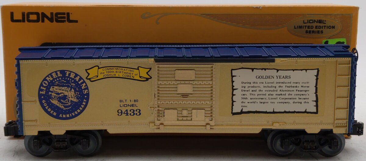 Lionel 6-9433 O Gauge Joshua Lionel Cowen Golden Years Boxcar LN/Box