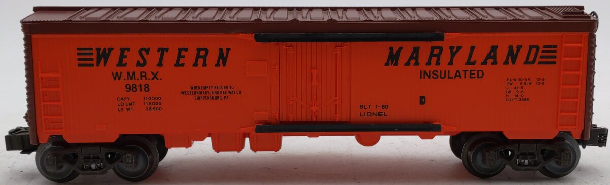 Lionel 6-9818 O Gauge Western Maryland Reefer Car EX/Box