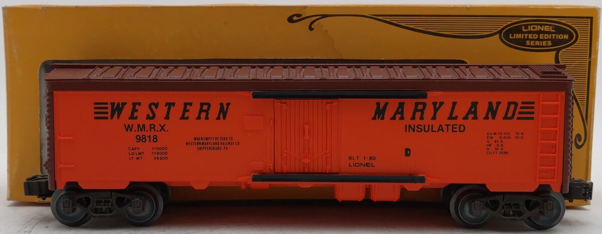 Lionel 6-9818 O Gauge Western Maryland Reefer Car EX/Box