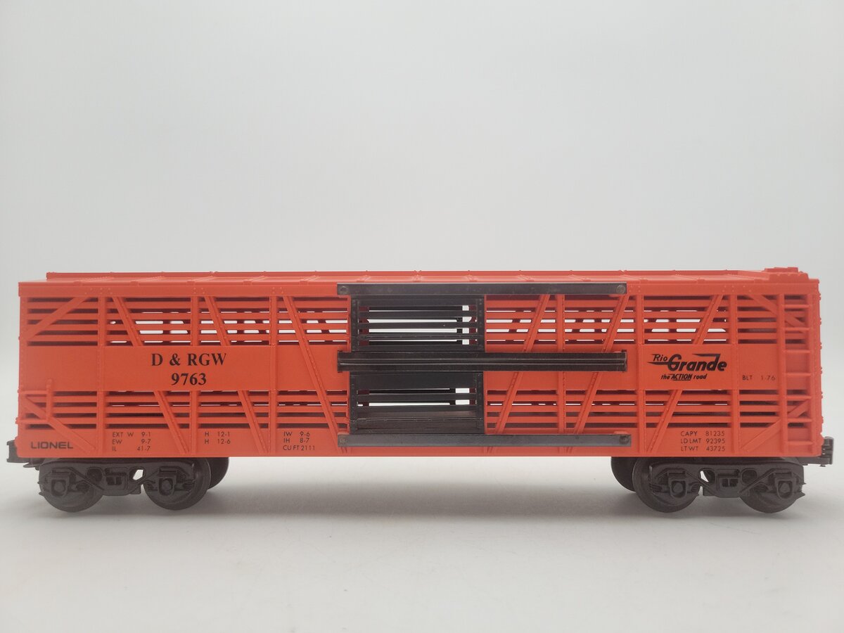 Lionel 6-9763 O Gauge Rio Grande Cattle Car #9763 EX