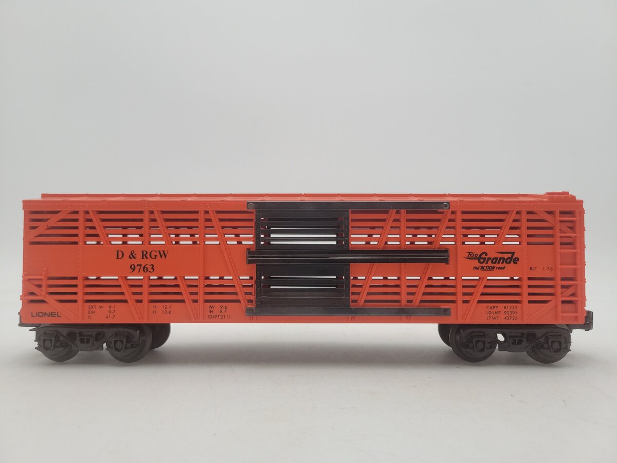 Lionel 6-9763 O Gauge Rio Grande Cattle Car #9763 EX