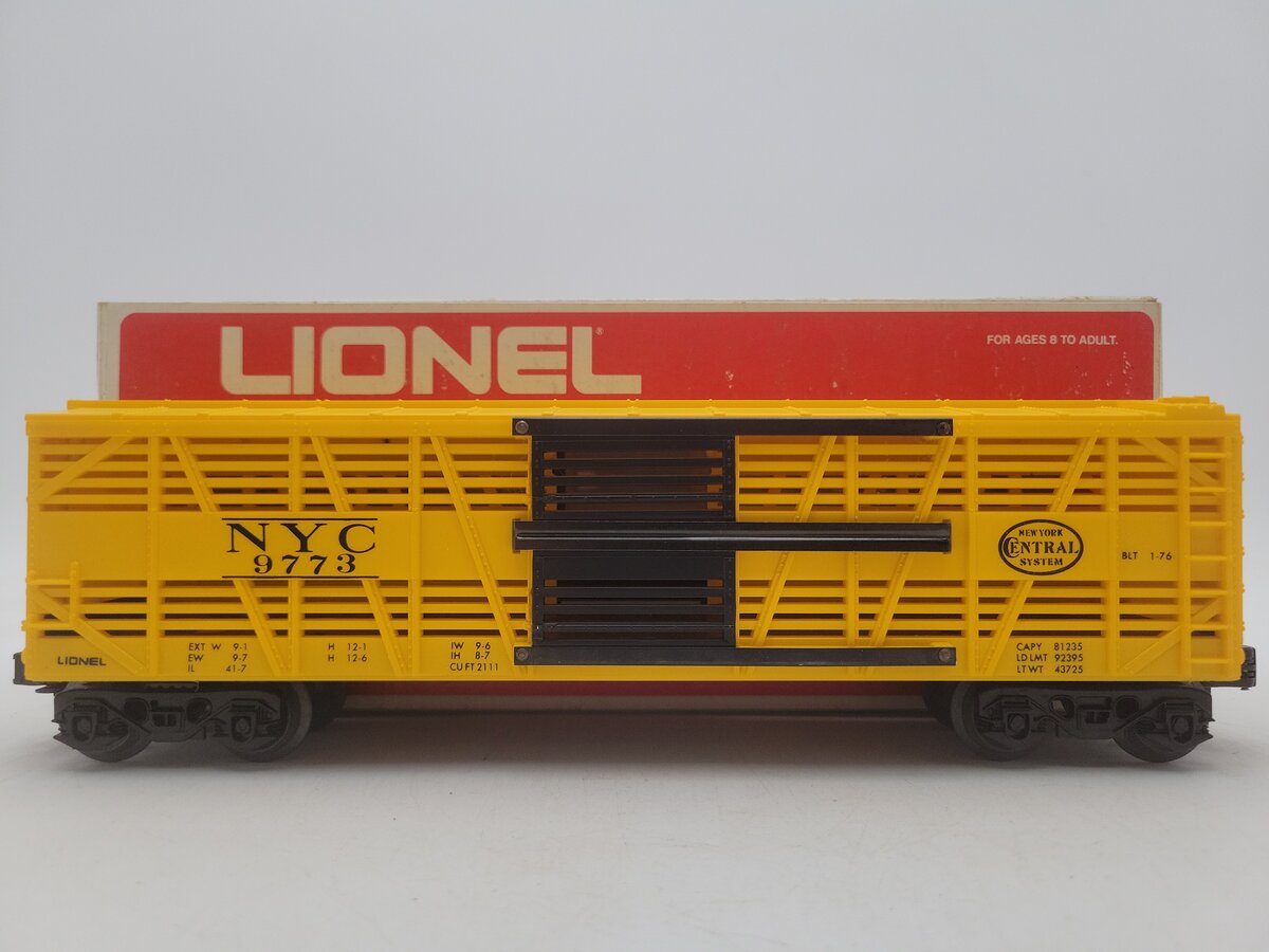 Lionel 6-9773 O Gauge New York Central Cattle Car EX/Box