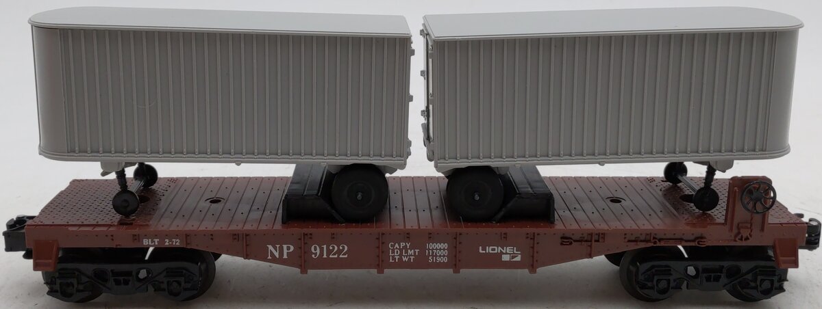 Lionel 6-9122 O Gauge Northern Pacific Flatcar w/Vans EX/Box