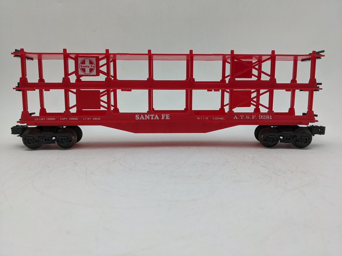 Lionel 6-9281 O Gauge Santa Fe Tri-level Auto Carrier EX/Box